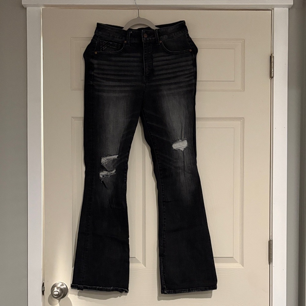Buckle Black Distressed Flare Jeans